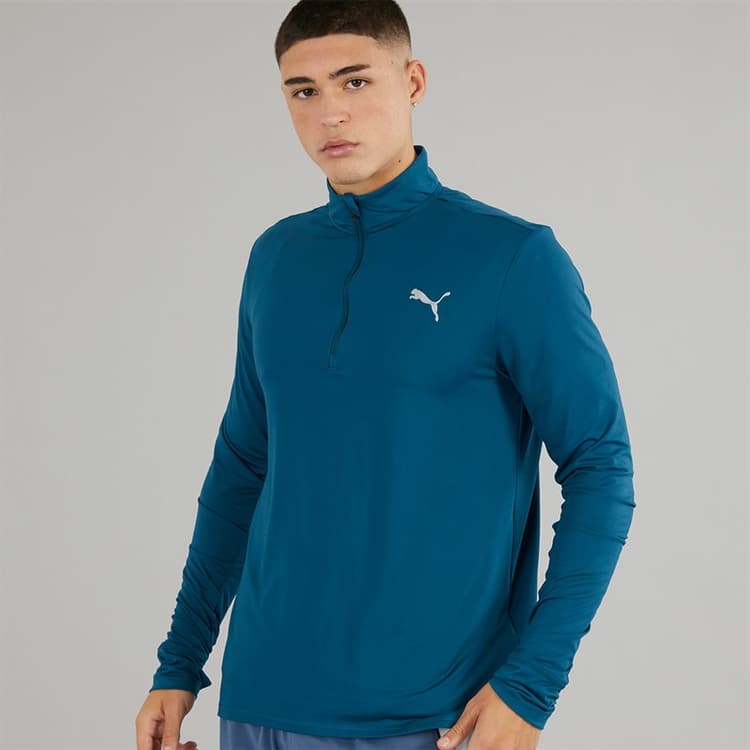 Puma Heren Run Favorite 1/4 Zip Hardloop Top Ocean Tropic