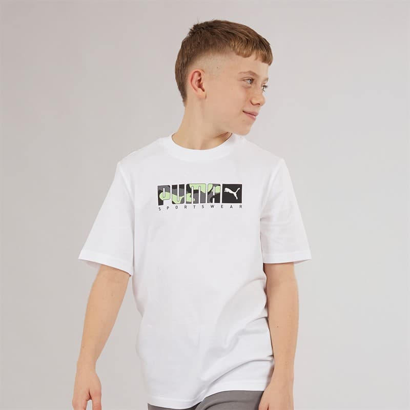 Puma Jongens Grafisch Camo T-shirt Puma White - Afbeelding 1