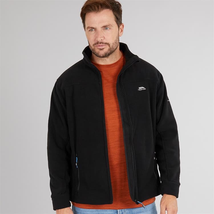 Trespass Heren Bernal Fleece-Jacke mit durchgehendem Reißverschluss Schwarz