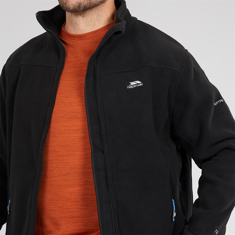 Trespass Heren Bernal Fleece-Jacke mit durchgehendem Reißverschluss Schwarz - Afbeelding 3