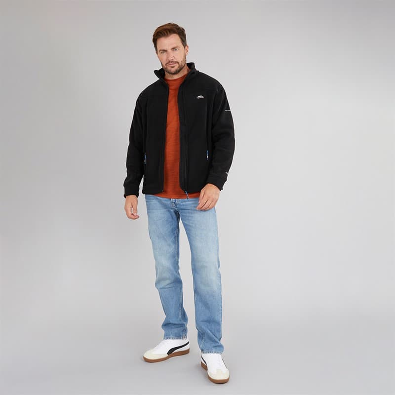 Trespass Heren Bernal Fleece-Jacke mit durchgehendem Reißverschluss Schwarz - Afbeelding 4