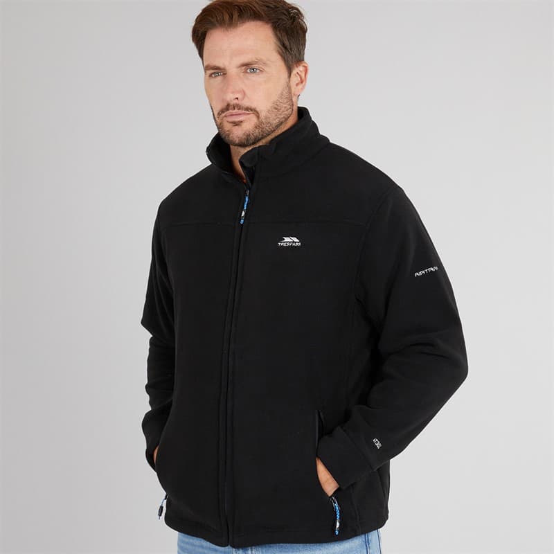 Trespass Heren Bernal Fleece-Jacke mit durchgehendem Reißverschluss Schwarz - Afbeelding 5