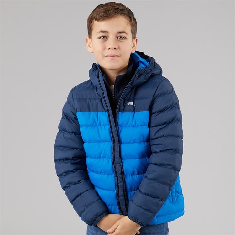 Trespass Junior Jongens Oskar Gewatteerde Jas met Capuchon Marine blauw / Blauw