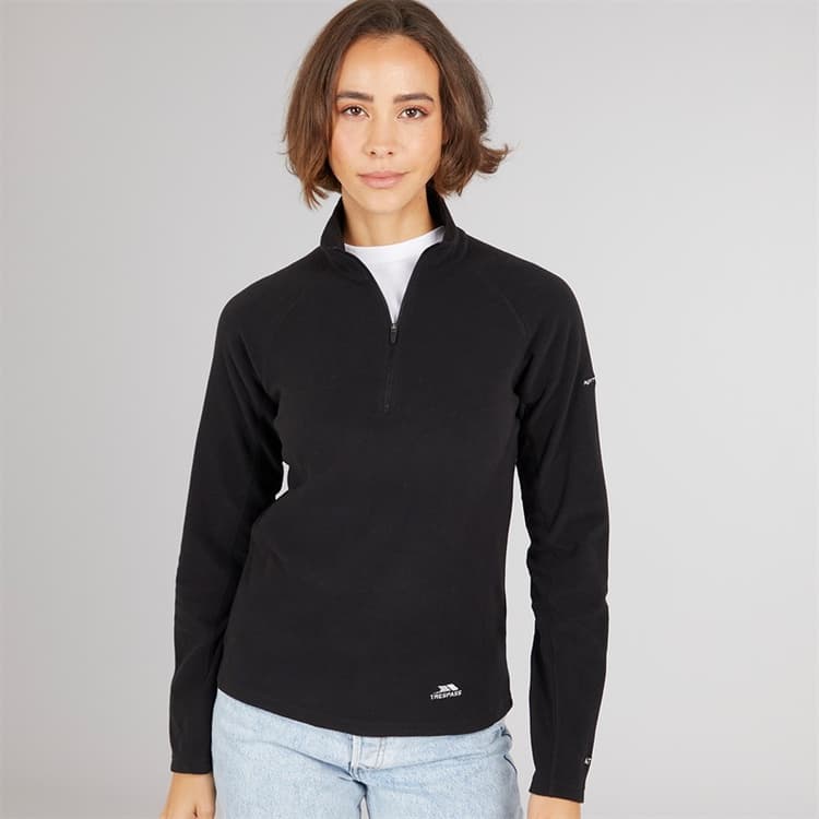 Trespass Dames Shiner 1/2 Zip Micro Fleece Zwart