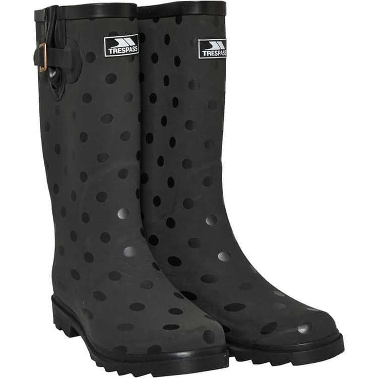 Trespass Dames Elena Pola Dot Print Wellington Regenlaarzen Zwart
