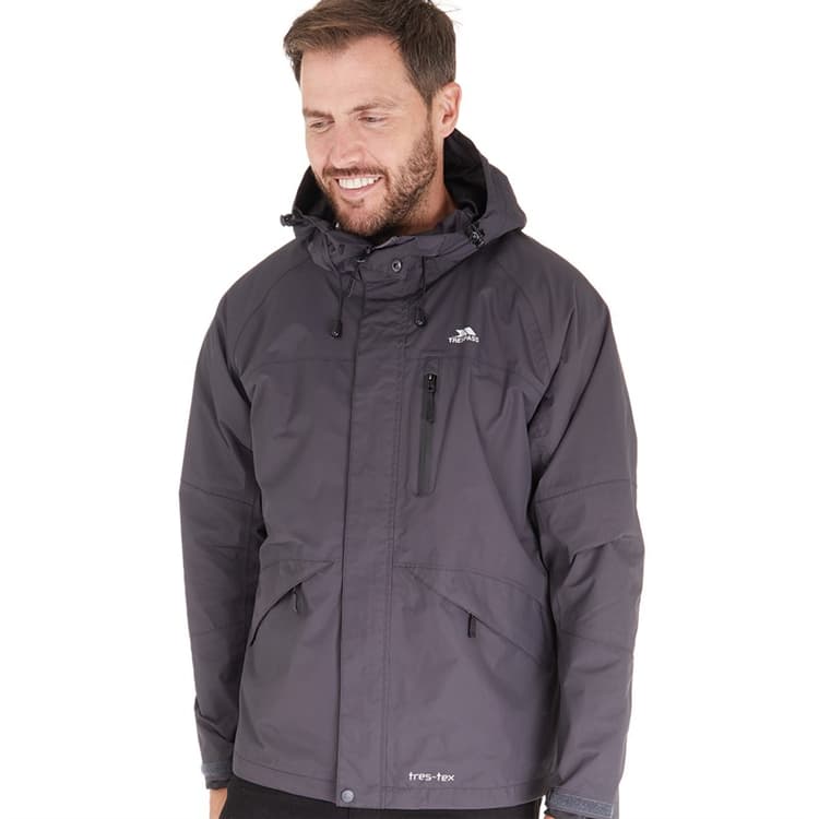Trespass Heren Corvo Waterdichte Capuchon Shell Jas Dark Grey