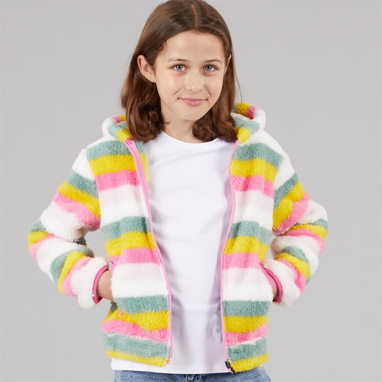 Trespass Meisjes Geweldig Gestroomd Volledige Rits Fleece Bleek Roze Streep