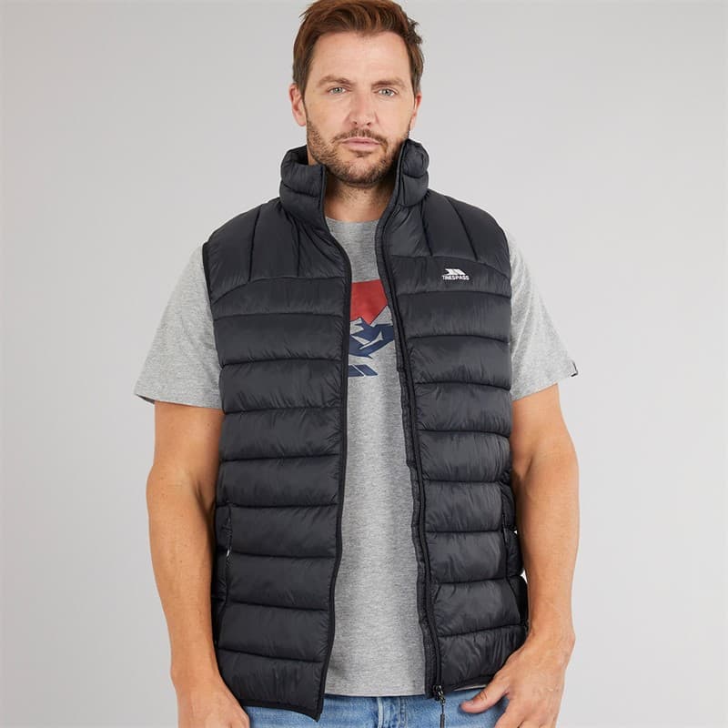 Trespass Heren Fergal Micro Gewatteerd Gilet Zwart - Afbeelding 1