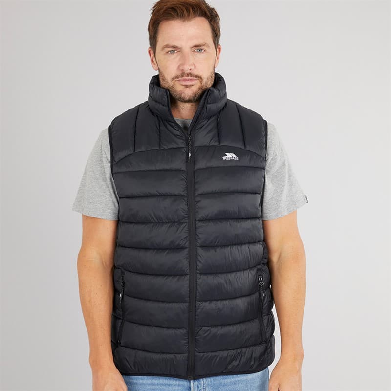 Trespass Heren Fergal Micro Gewatteerd Gilet Zwart - Afbeelding 3