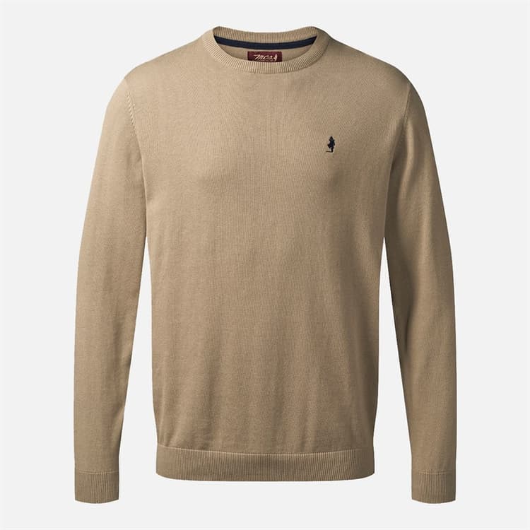 MCS Heren Ronde Hals Ellison Gebreide Trui  Silver Mink