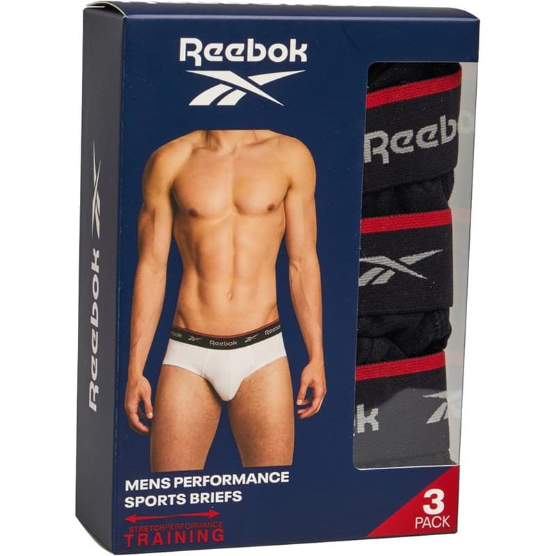 Reebok Heren Wiggins Performance Drei-Pack Slips Schwarz - Afbeelding 2