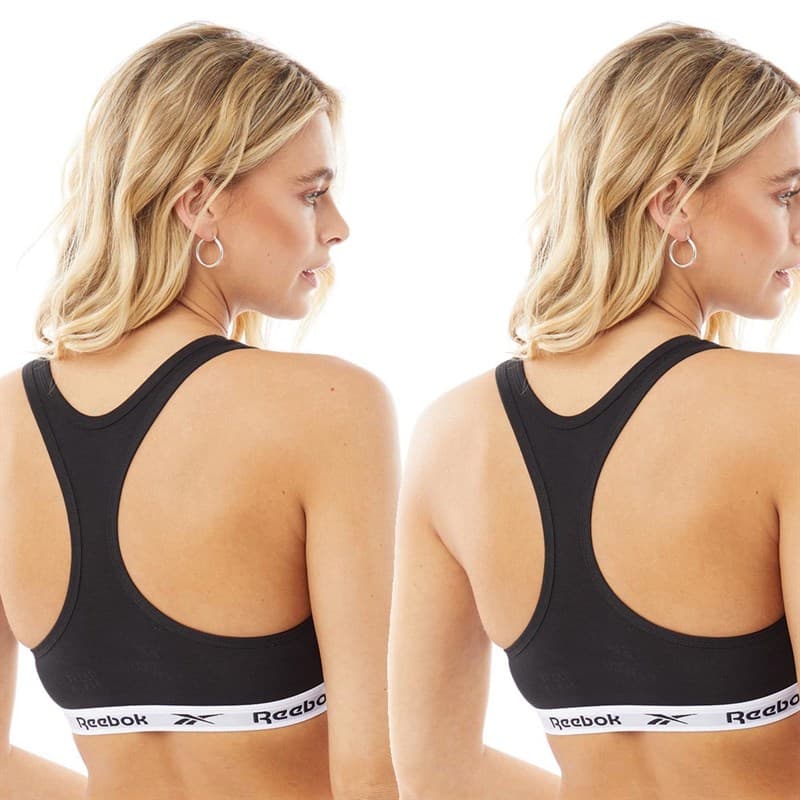 Reebok Twee-pack katoenen bralettes met Frankie-logo Dames Zwart - Afbeelding 2