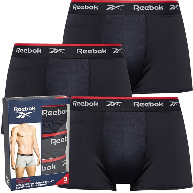 Reebok Heren Redgrave Performance Drie-pack Shorts Trunks Zwart