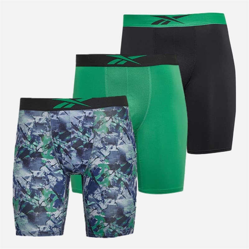 Reebok Heren Decker Drie Pak Lange Performance Broeken Groen/Groene Print/Zwart - Afbeelding 1