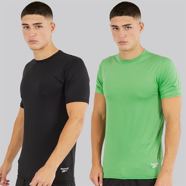 Reebok Heren Clyde Performance Set van 2 T-shirts Zwart/Upgrade Groen