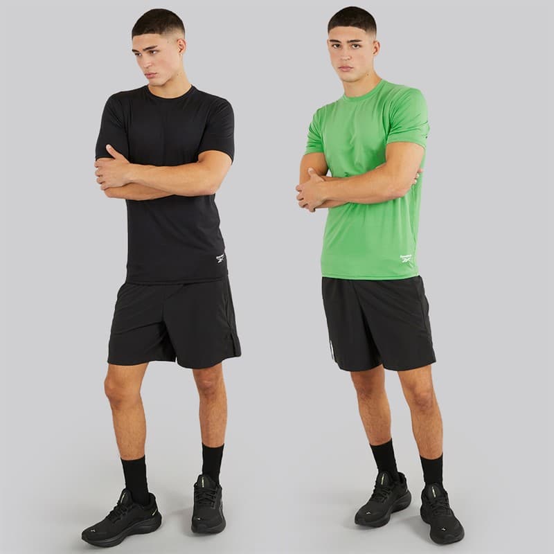 Reebok Heren Clyde Performance Set van 2 T-shirts Zwart/Upgrade Groen - Afbeelding 3