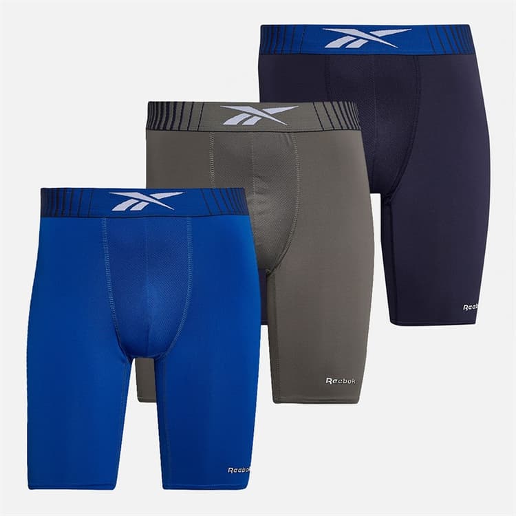 Reebok Heren Waite Performance Drie Pack Lange Boxershorts Vector Navy/Still Grey/Vector Blue