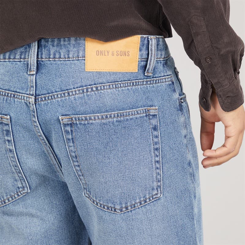 ONLY & SONS Heren Straight Fit Jeans Dark Blue Denim - Afbeelding 3