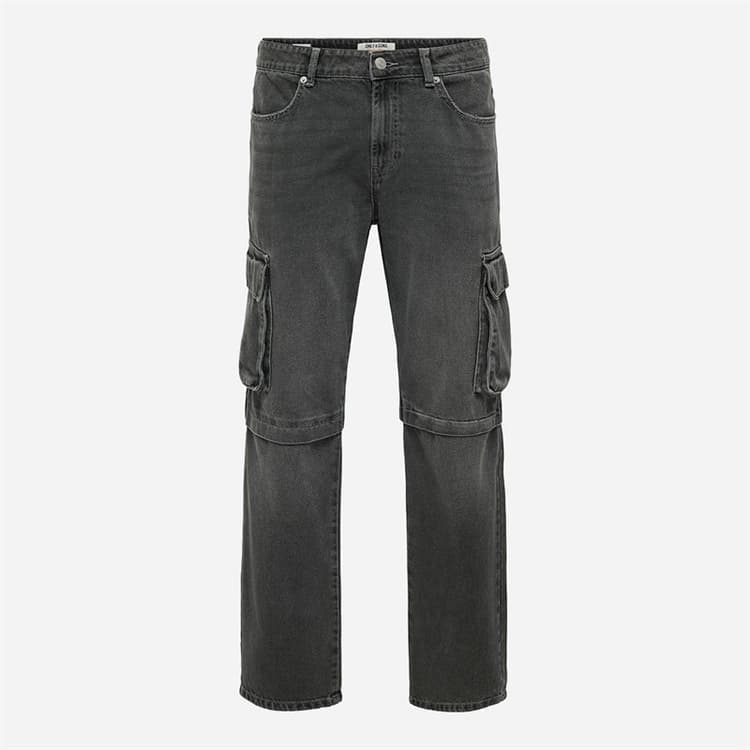 ONLY & SONS Heren Edge Rechte Jeans Dark Grey Denim