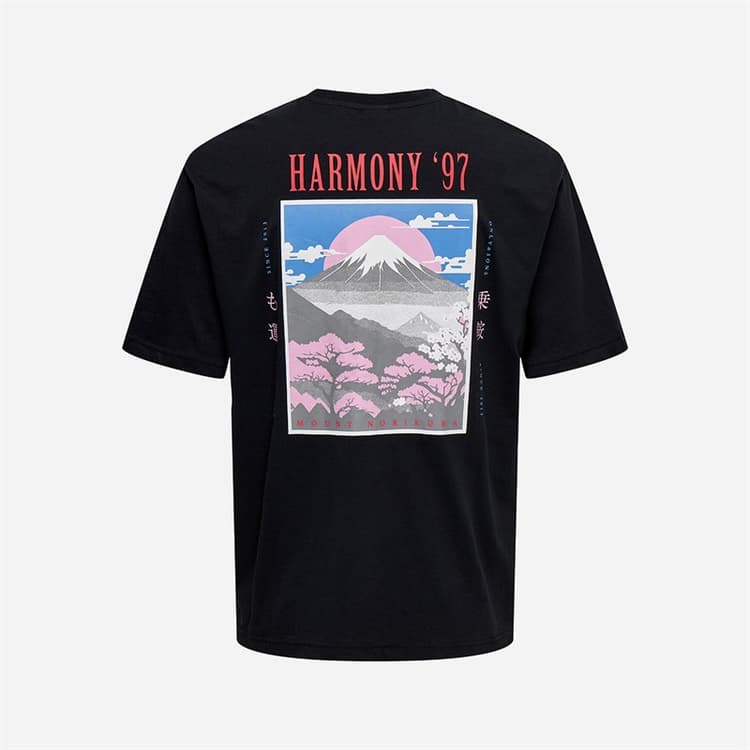 ONLY & SONS Heren Tristan Relaxed T-shirt met korte mouwen Zwart/Harmony