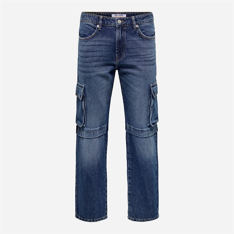 ONLY & SONS Heren Edge Rechte Jeans Dark Blue Denim
