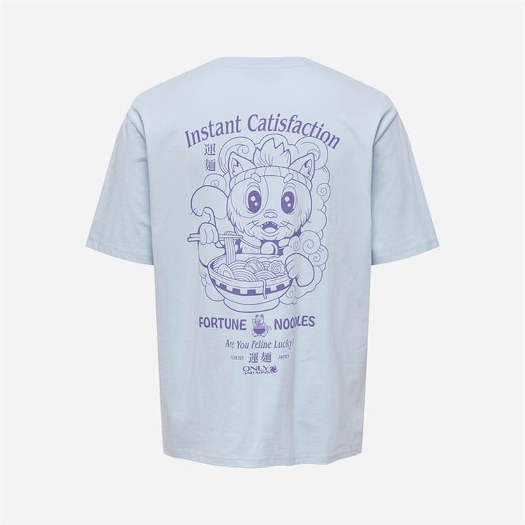 ONLY & SONS Heren Catisfaction Relaxed T-shirt Skyway