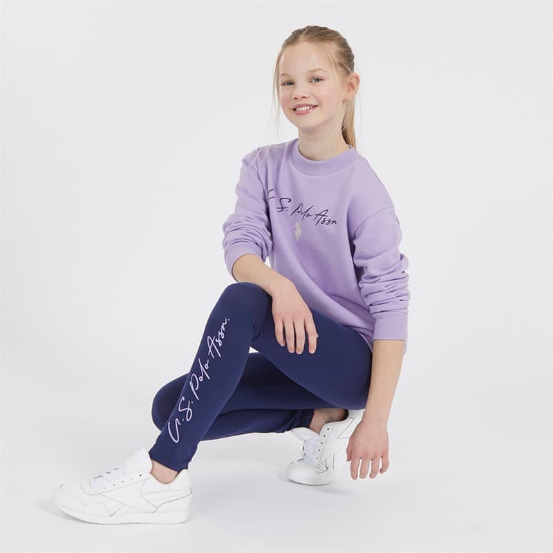 U.S. POLO ASSN. Meisjes Script Trainingspakken Blauw - Afbeelding 1