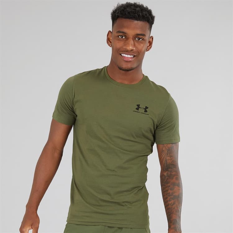 Under Armour Heren UA Sportstyle Left Chest Sports Performance Tops Kaki