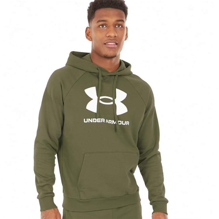 Under Armour Hoodie met UA Rival Fleece Logo voor Heren Marine OD Groen/Wit