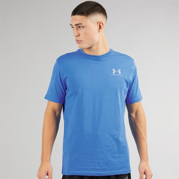 Under Armour Heren UA Sportstyle Linker Borst Korte Mouw T-Shirt Blauw Atlantis / Blauw Kalm