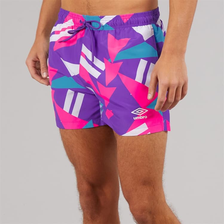 Umbro Heren Loco Zwem Shorts Prism Violet/Knockout Pink/Hawiian Blue