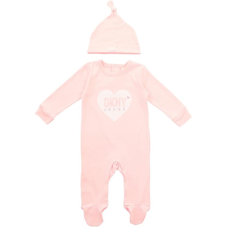 DKNY Jeans Slaappak Baby Meisjes met Geknoopte Hoed Set Roze