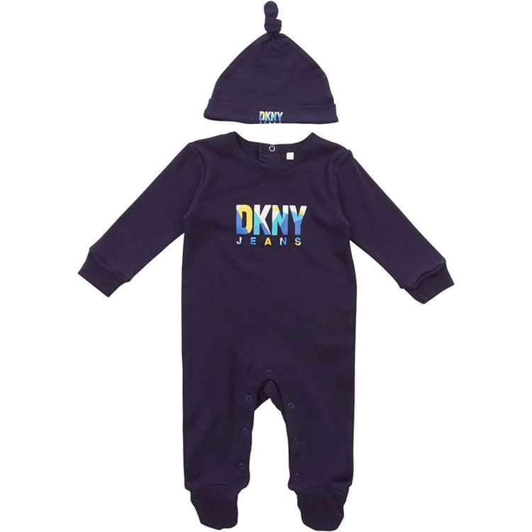 DKNY Jeans Pyjama Jongens met geknoopte muts set marineblauw