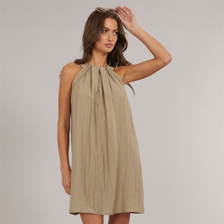 Vero Moda Dames Evalina Halter Mini Jurk Zilver Nerts