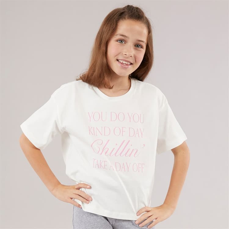 Vero Moda Meisjes Katrine Cropped T Shirt Snow wit Chillin C-12 Snow wit Chillin