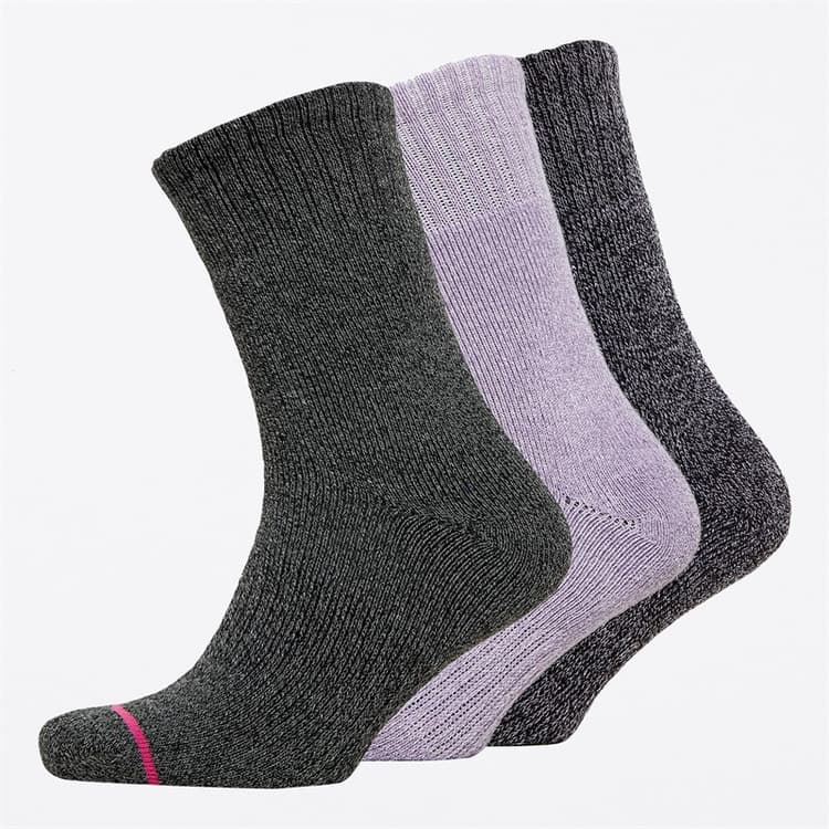 WEATHERPROOF Dames Thermische Crew Sokken Driepack Grijs/Paars