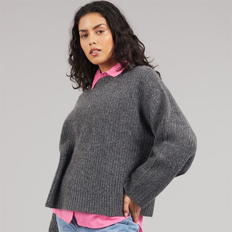 JJXX Dames Sigga Ronde Hals Trui Dark Grey Melange