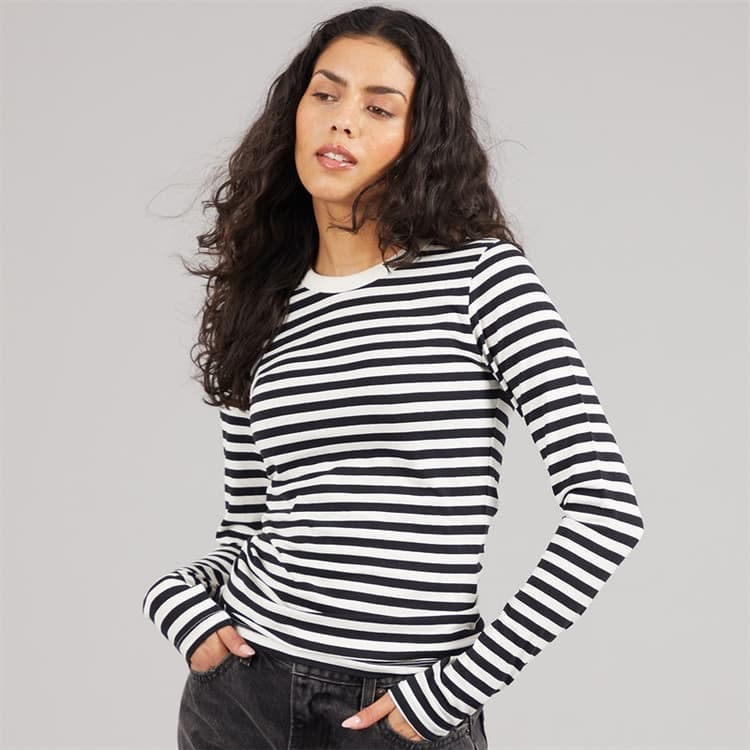 JJXX Dames Celine Gigi Lange Mouw T-shirt Zwartgestreept Vanilla Ice Blackstripes:Vanilla Ice