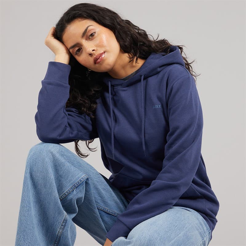 JJXX Dames Abbie Hoodie Marine Academie/Donker Denim - Afbeelding 1