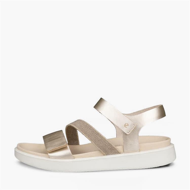 ECCO Dames Flowt Nubuck Wedge Sandalen Pure wit Gold