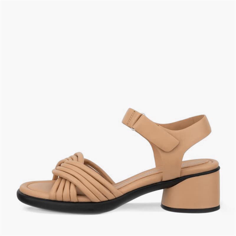 ECCO Dames Gebeeldhouwde 36 Buizen Lederen Hoge Hak Sandalen Biscuit - Afbeelding 1