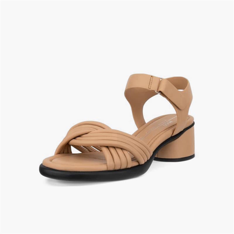 ECCO Dames Gebeeldhouwde 36 Buizen Lederen Hoge Hak Sandalen Biscuit - Afbeelding 2