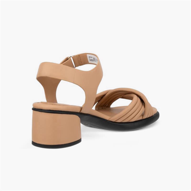 ECCO Dames Gebeeldhouwde 36 Buizen Lederen Hoge Hak Sandalen Biscuit - Afbeelding 3