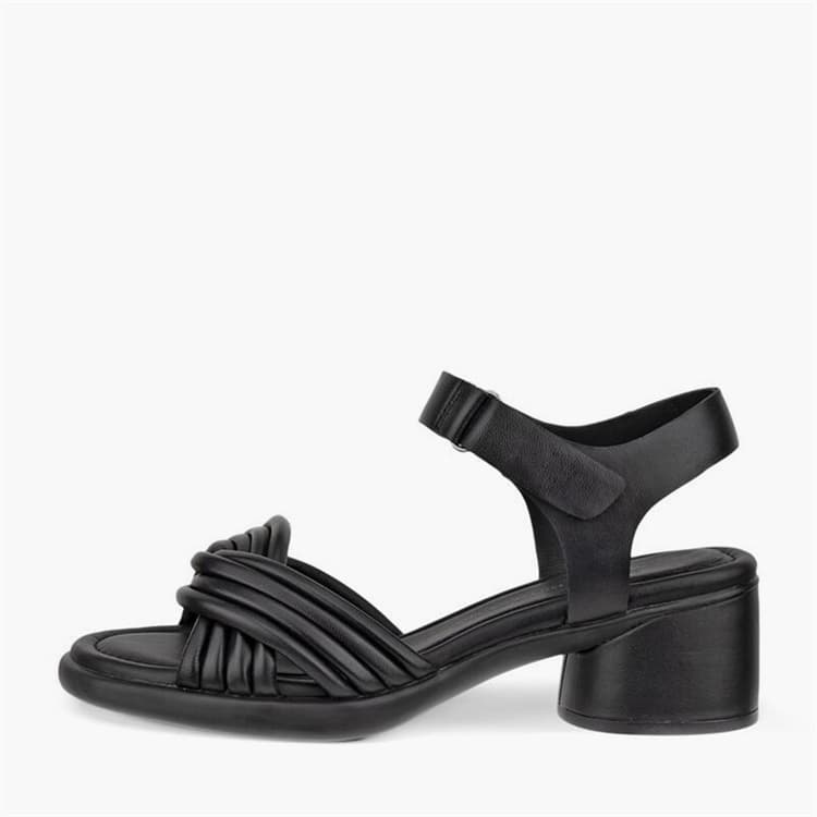 ECCO Dames Gebeeldhouwde 36 Buizen Lederen Hoge Hak Sandalen Zwart