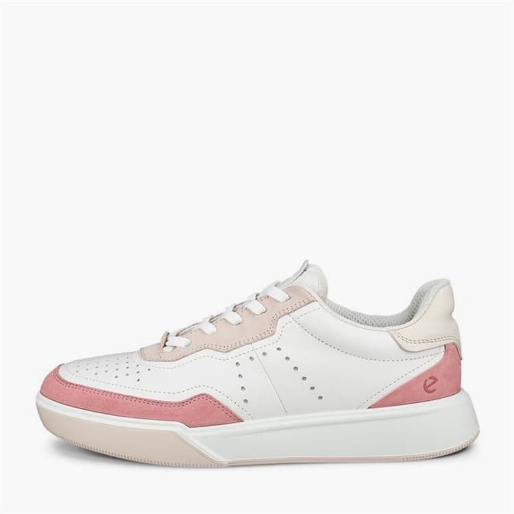 ECCO Dames Street Court Leer Sneakers Old Rose/Wit/Rose Dust