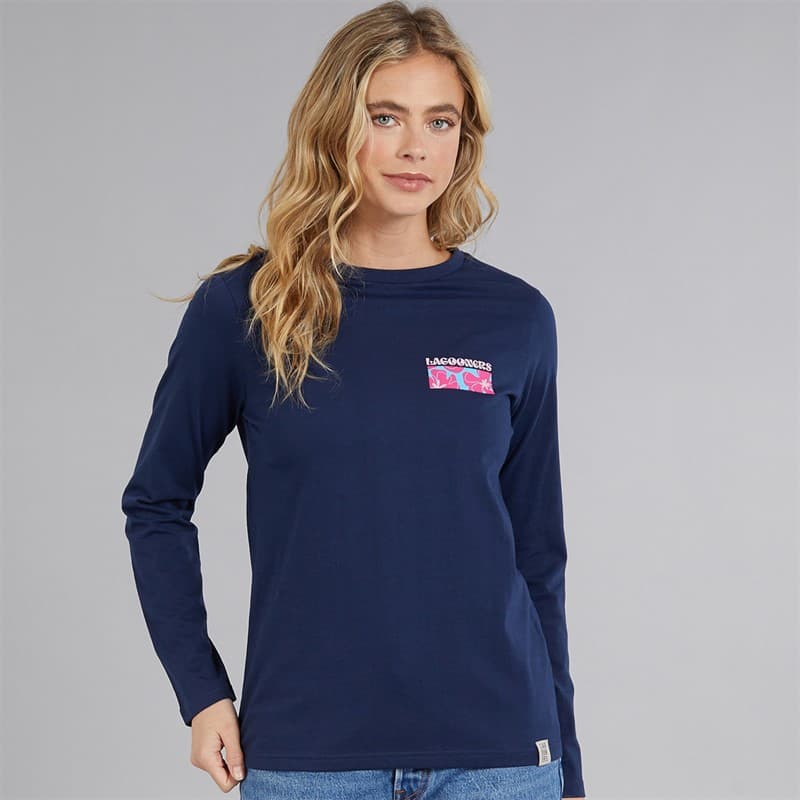 Lagooners Dames Brixcombe Lange Mouw T-Shirt Navy - Afbeelding 2