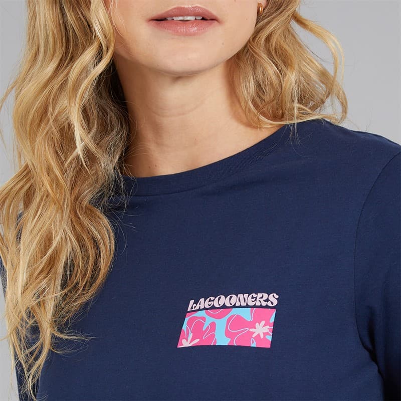 Lagooners Dames Brixcombe Lange Mouw T-Shirt Navy - Afbeelding 3