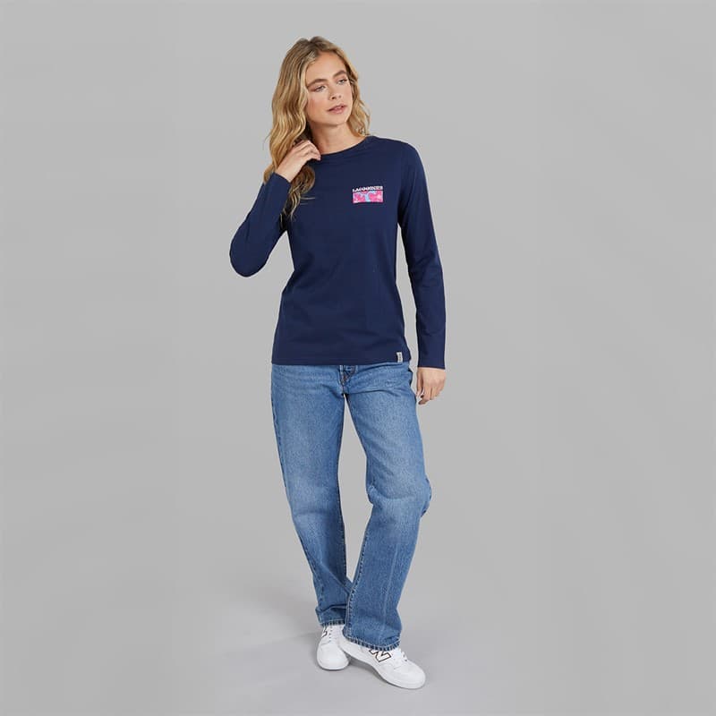 Lagooners Dames Brixcombe Lange Mouw T-Shirt Navy - Afbeelding 4