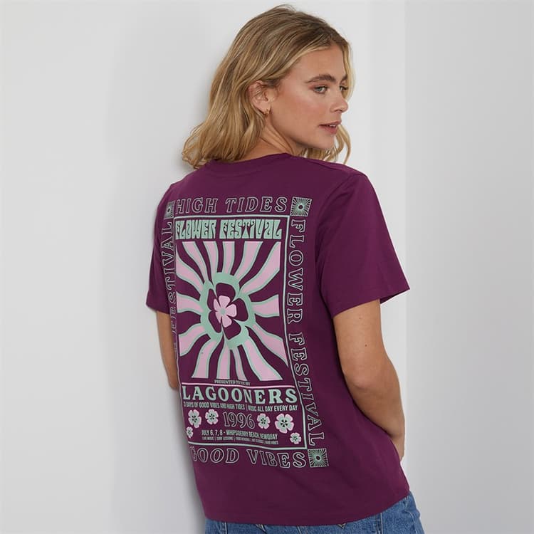 Lagooners Dames Vogels T-shirt Dark Purple