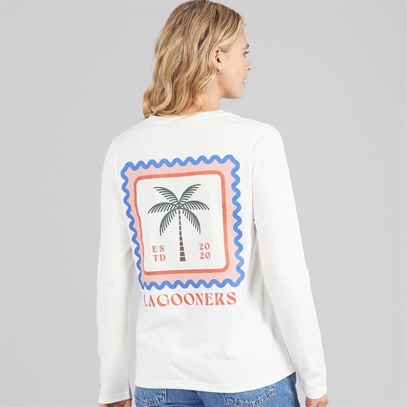 Lagooners Dames Lanternwood Lange Mouwen T Shirt Ecru - Afbeelding 3